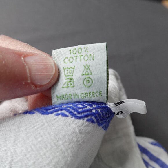 Womens Top Small Blue White Sheer Woven Coastal Cool Artsy Boho Oversized - Picture 6 of 11